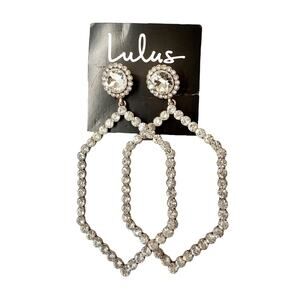 Lulus Rhinestone Dangle Earrings Gold Tone Statement Earrings Evening NWT
